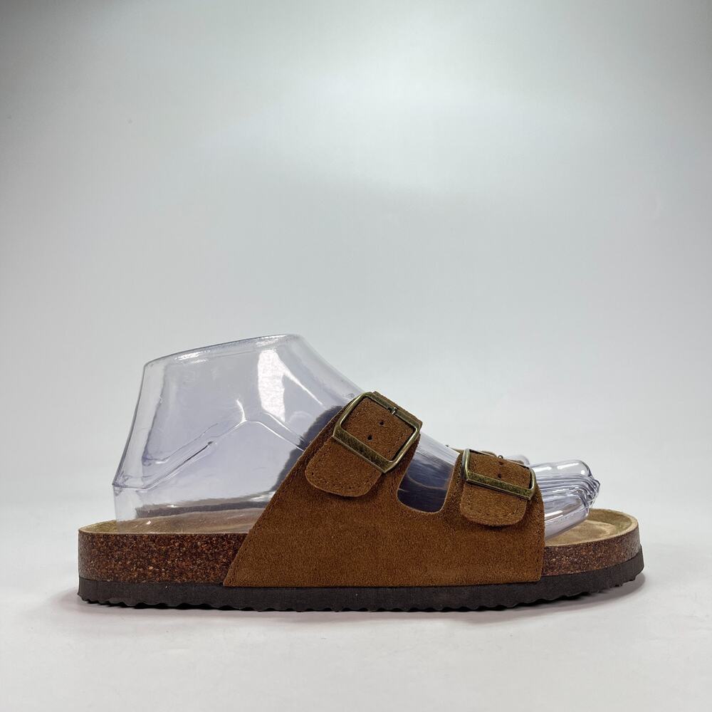 Khombu Asheville Brown Slip On Double Buckle Cork Slide Sandals Women's Size 7M